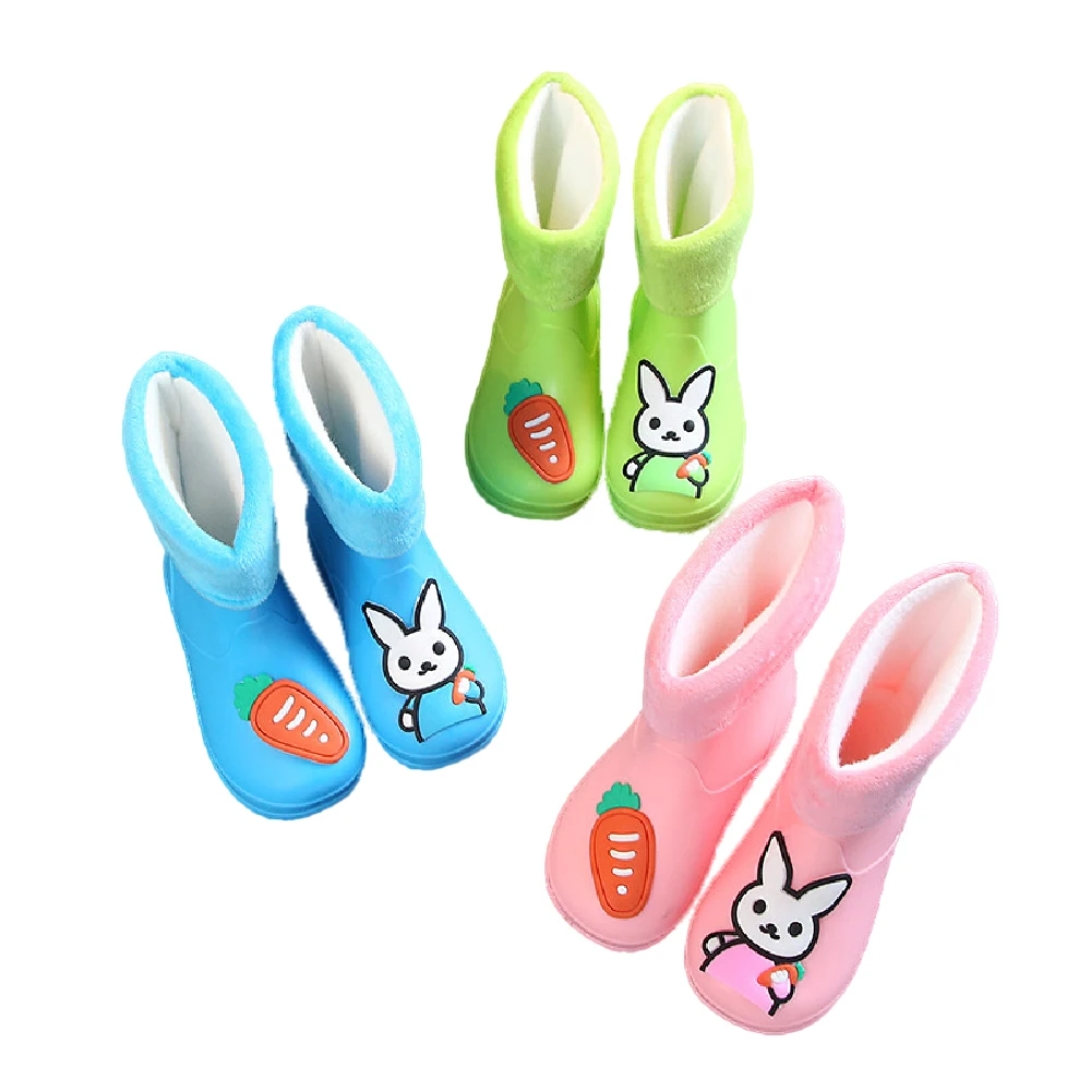 Детские непромокаемые сапоги ярких цветов с мультяшными кроликами для девочек