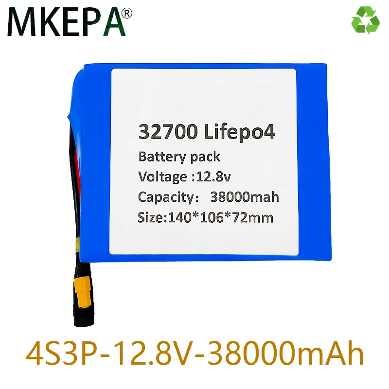 

32700 LiFePO4 battery pack 4s3p 12.8v 38ah 4S 40A 100A balanced BMS for electric boat and 12V UPS