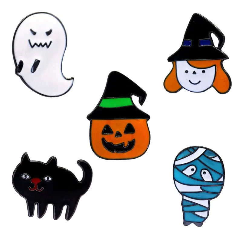 Брошь Хэллоуин тема броши привидение ведьма Тыква Мумия черные кошки булавки