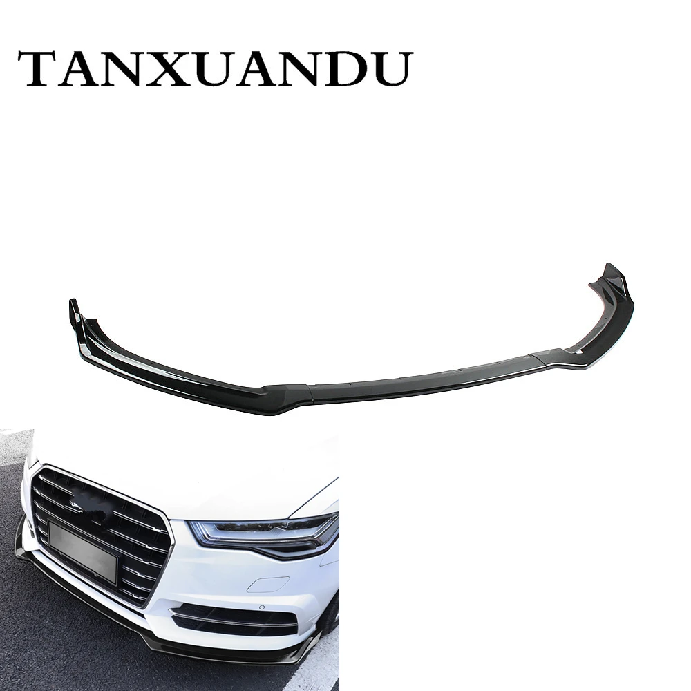 1026 Painted Gloss Black 3-Stage Front Bumper Lip Spoiler Underbody Wing Sport Style Fit For AUDI S6 A6-Sline C7.5 2016-2018 | Автомобили