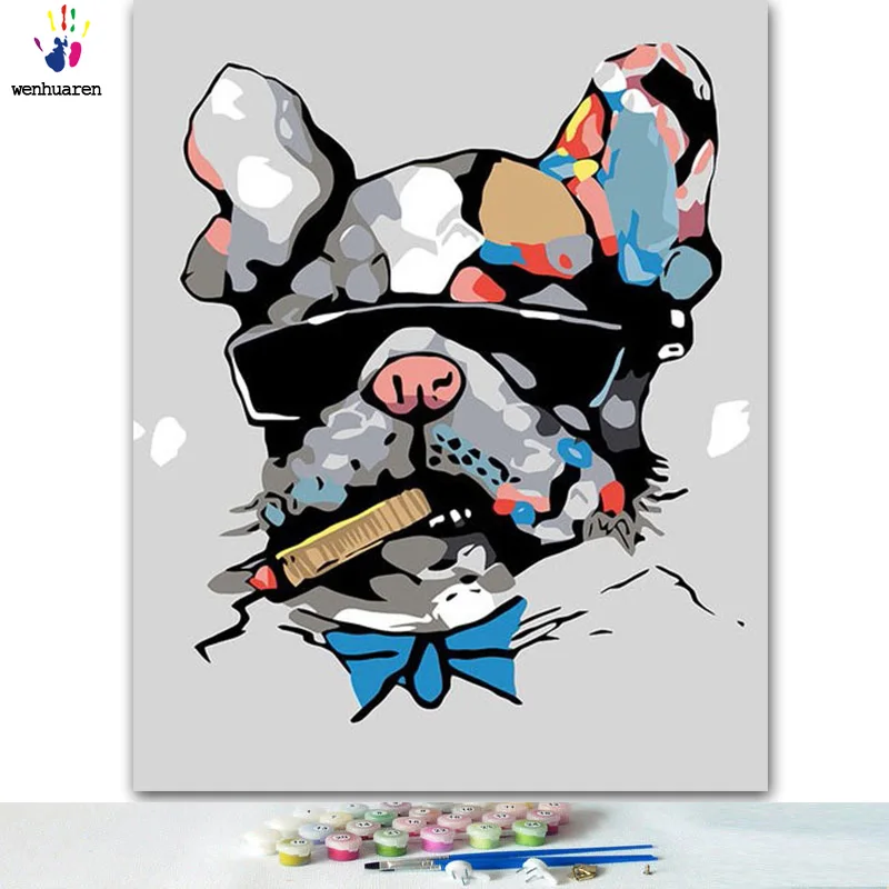 Сделай Сам картинки для раскраски по номерам с цветами абстрактная Собака