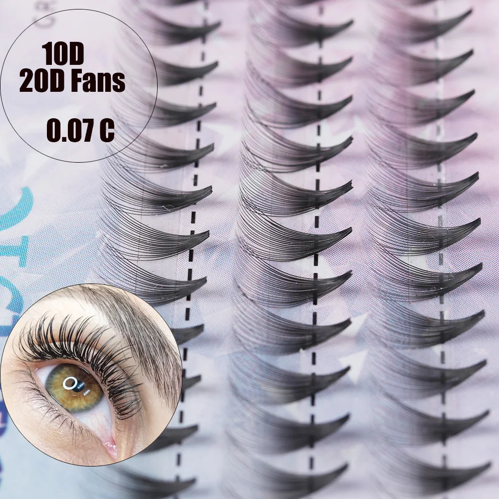 10D 20D 0,07 предсделанные объемные веерные накладные Ресницы C завитками завязанные бесплатно индивидуальное наращивание ресниц естественные длинные полупостоянные E