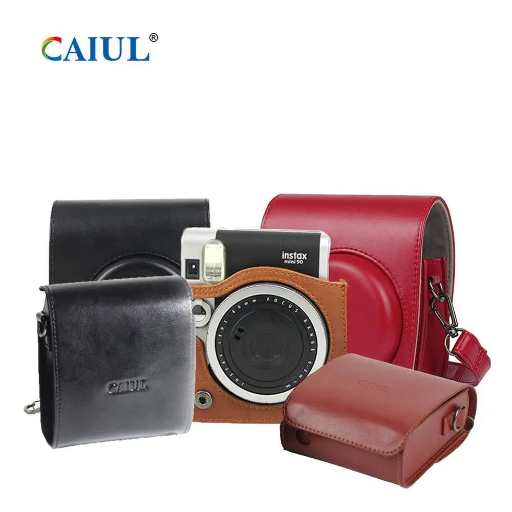 Чехол CAIUL из искусственной кожи для камеры Дорожный Fujifilm Instax Mini 90 с регулируемым
