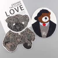 towel embroidered animal bear diy iron on patch embroidered applique sewing label clothes stickers apparel accessories badge