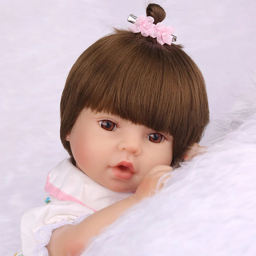 48 см Силиконовая Кукла Reborn baby Doll девочка Bebe короткие волосы Реалистичная живая