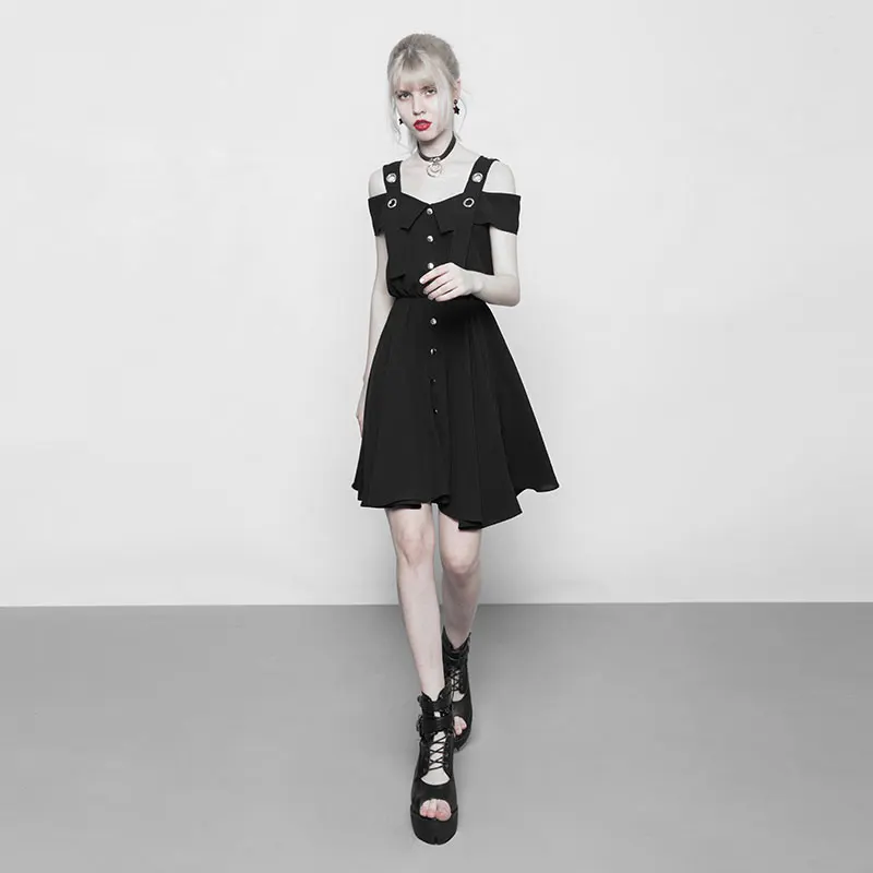 Женское свободное шифоновое платье на бретельках с открытыми плечами в стиле