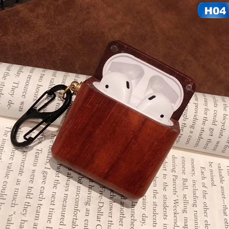 Креативный деревянный защитный рукав для наушников Apple AirPods чехол Bluetooth гарнитура защита от падения рукав с брелком