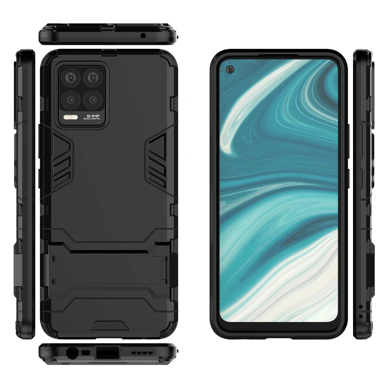 for cover oppo realme 8 case hybrid stand silicone armor back case for oppo realme 6 7 8 pro cover for oppo realme 8 real me 8 free global shipping