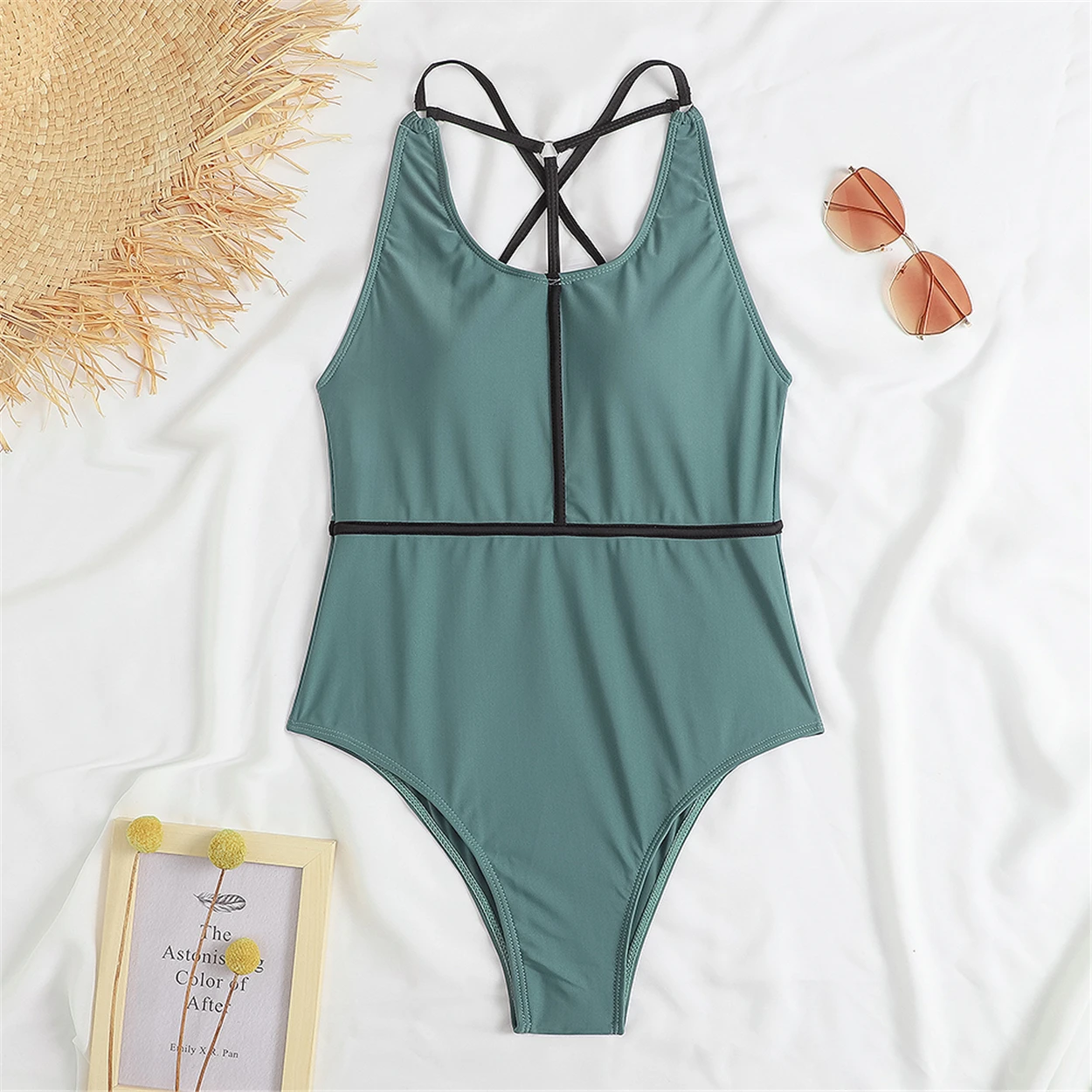 

One Piece Swimsuit Off The Shoulder Swimwear New Sexy Ruffle Print Floral Women Solid Deep-V Beachwear Bathing Suit