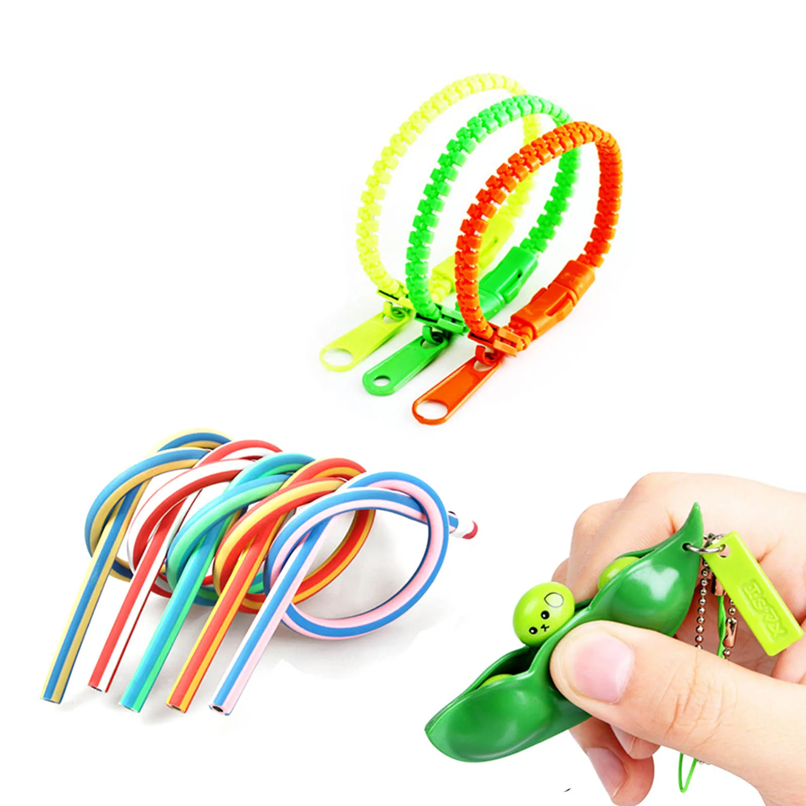 

Sensory Pop Fidget Toys Set For Children And Adults To Relieve Stress And Squeeze Pea Noodles Soft Educational Toy