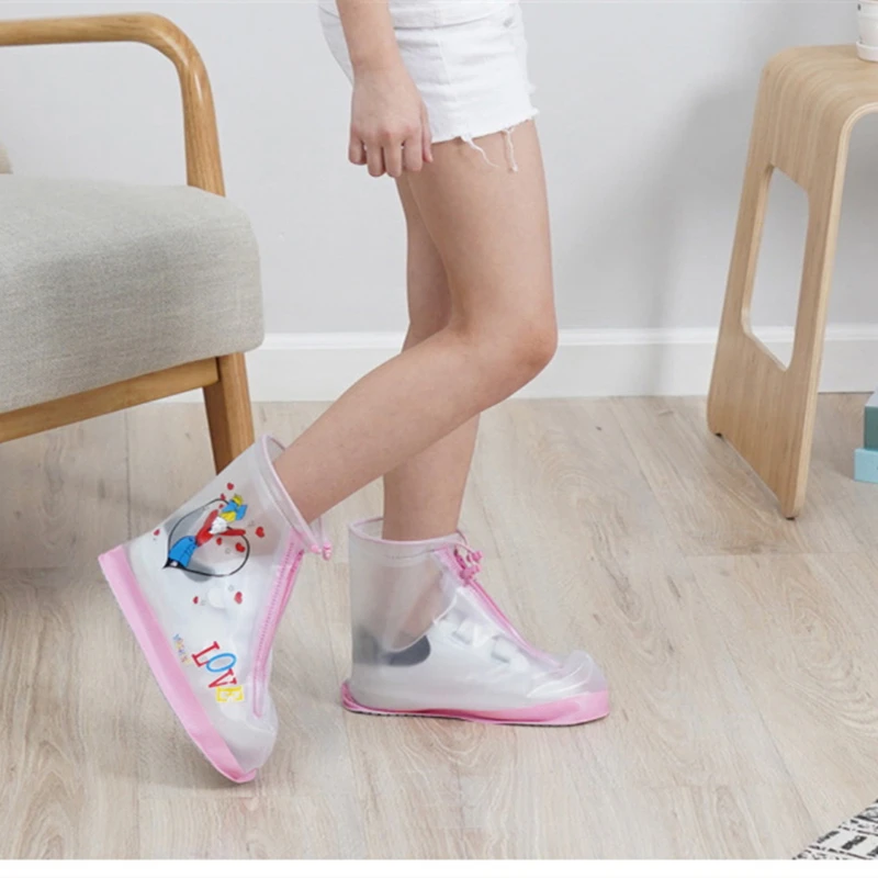 childrens rain boot cover waterproof non slip wear resistant rain boot shoe cover transparent foot cover for boys and girls free global shipping