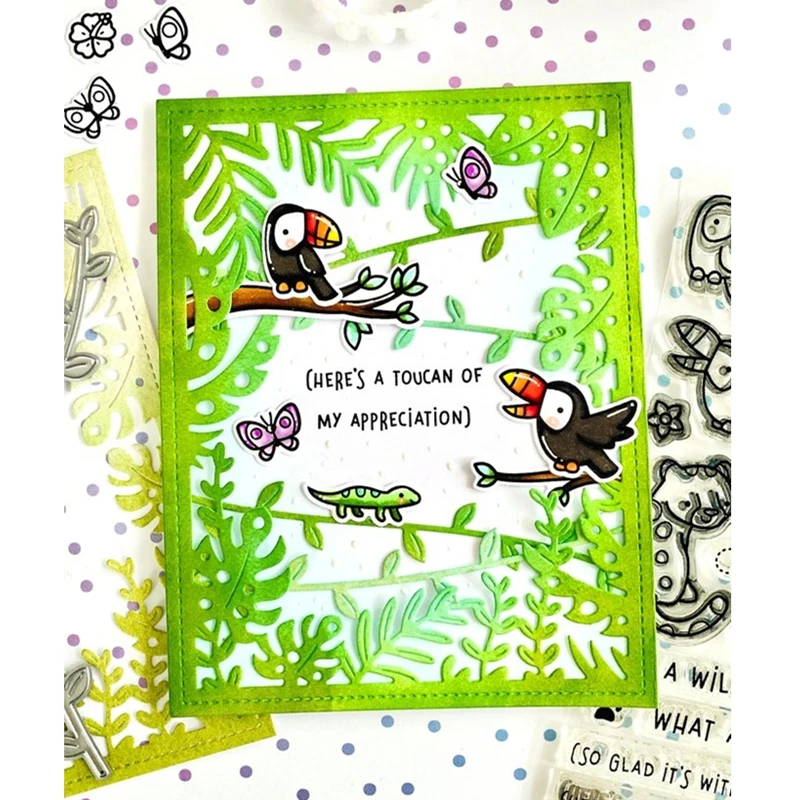 

2021 New 3D Spring Metal Cutting Dies and Scrapbooking For Paper Making Branches and Leaves Embossing Frame Card Craft Set