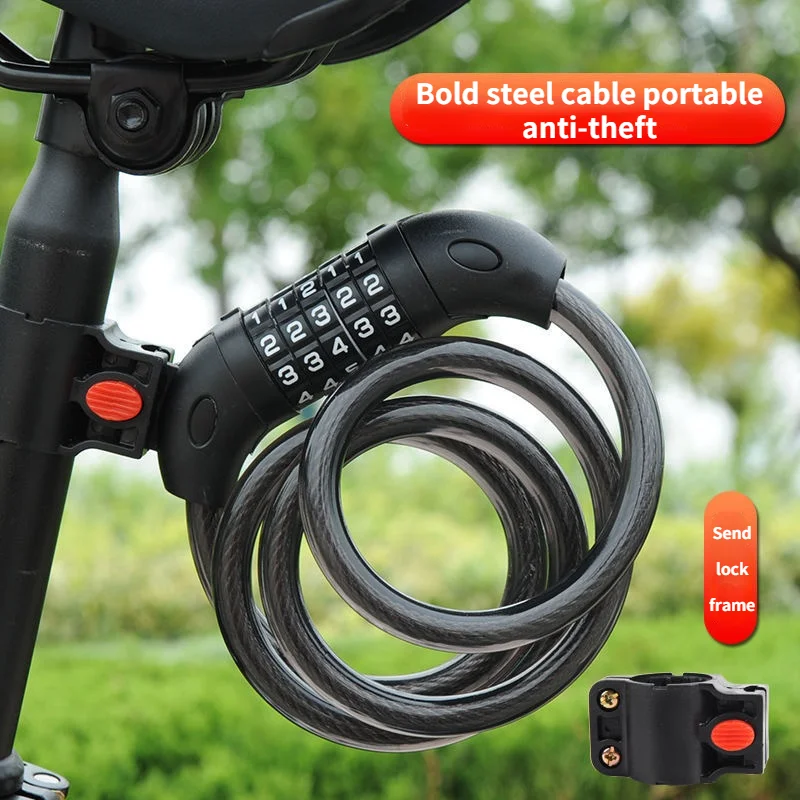 

Замок велосипедный с кодовым ключом, портативный замок для езды на горном велосипеде, с защитой от кражи, защитный замок для мотоцикла, аксе...