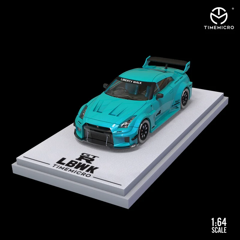 

1:64 2021 New Special Blue LBWK GTR R35 Alloy Diorama Car Model Collection Modified Version Miniature Carros Toys Time Micro