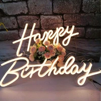 weddinghappy birthday party led neon lights signhome decor wall lamp light size 16 5 x 8 3inches23 x 8inches