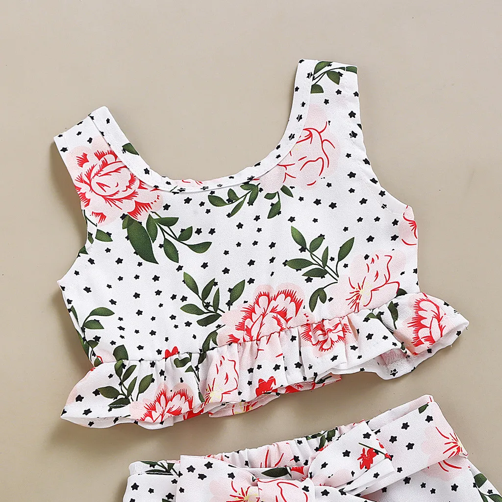 Новинка симпатичная одежда без рукавов с цветочным рисунком для маленьких