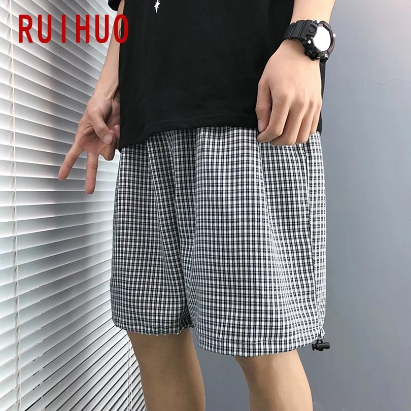 

RUIHUO Plaid Casual Streetwear Shorts For Men Style Summer Clothes For Men's Shorts With Pockets 5XL 2021 New Arrivals
