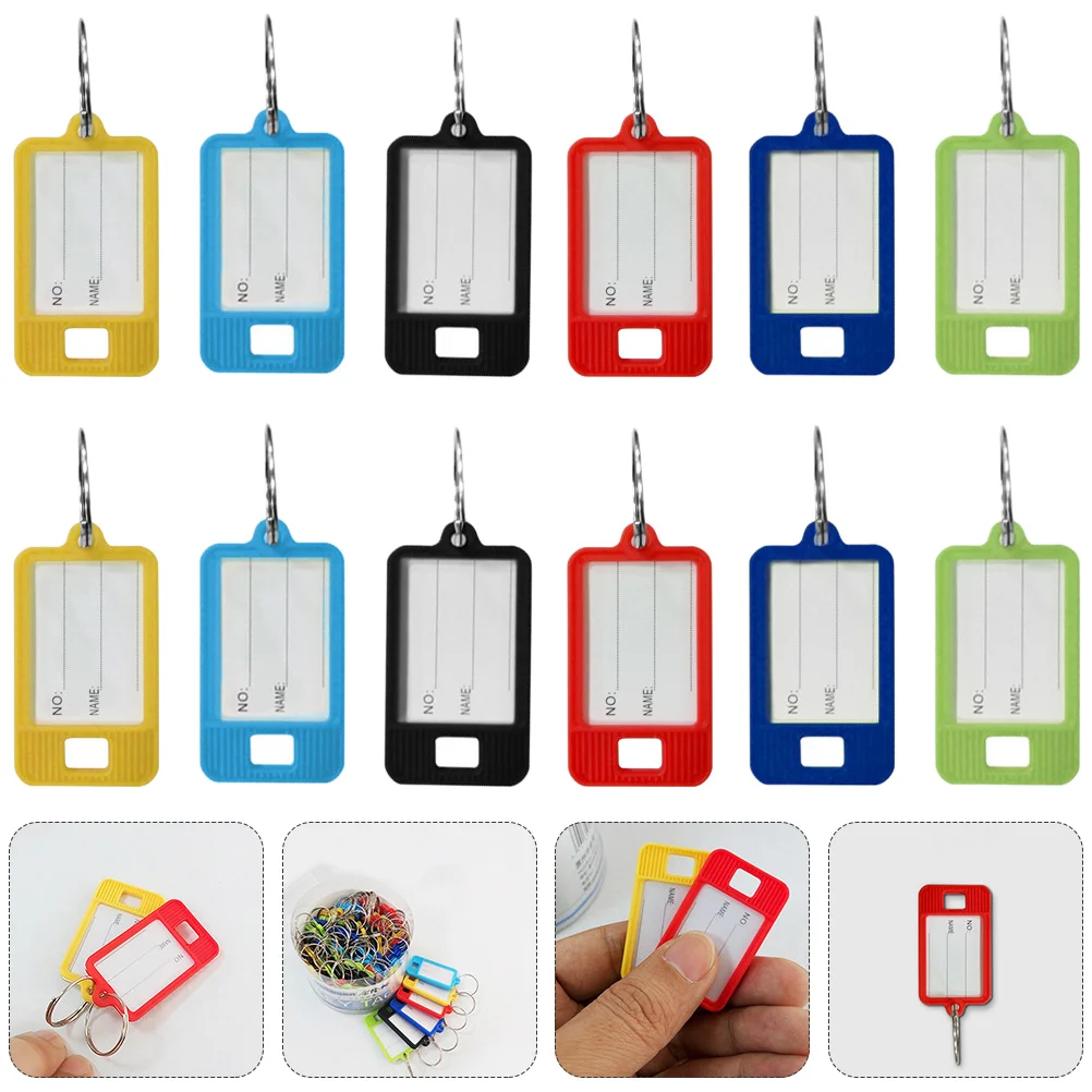 

50Pcs Multi-functional Key Tags Keychain Name Label Tags (Random Color)