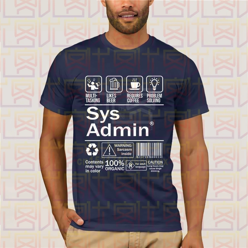 Системный администратор ярлык продукта футболка Linux кофе Мужская Марка Clothihng