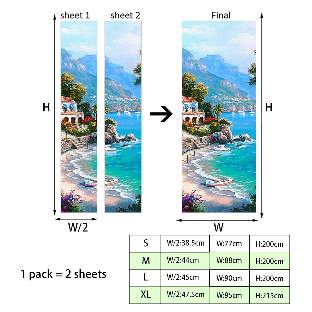 

Scenery Wood Grain Door Sticker Vinyl Adhesive Waterproof Removable Wallpaper Poster Room Decoration Mural The seaside scenery