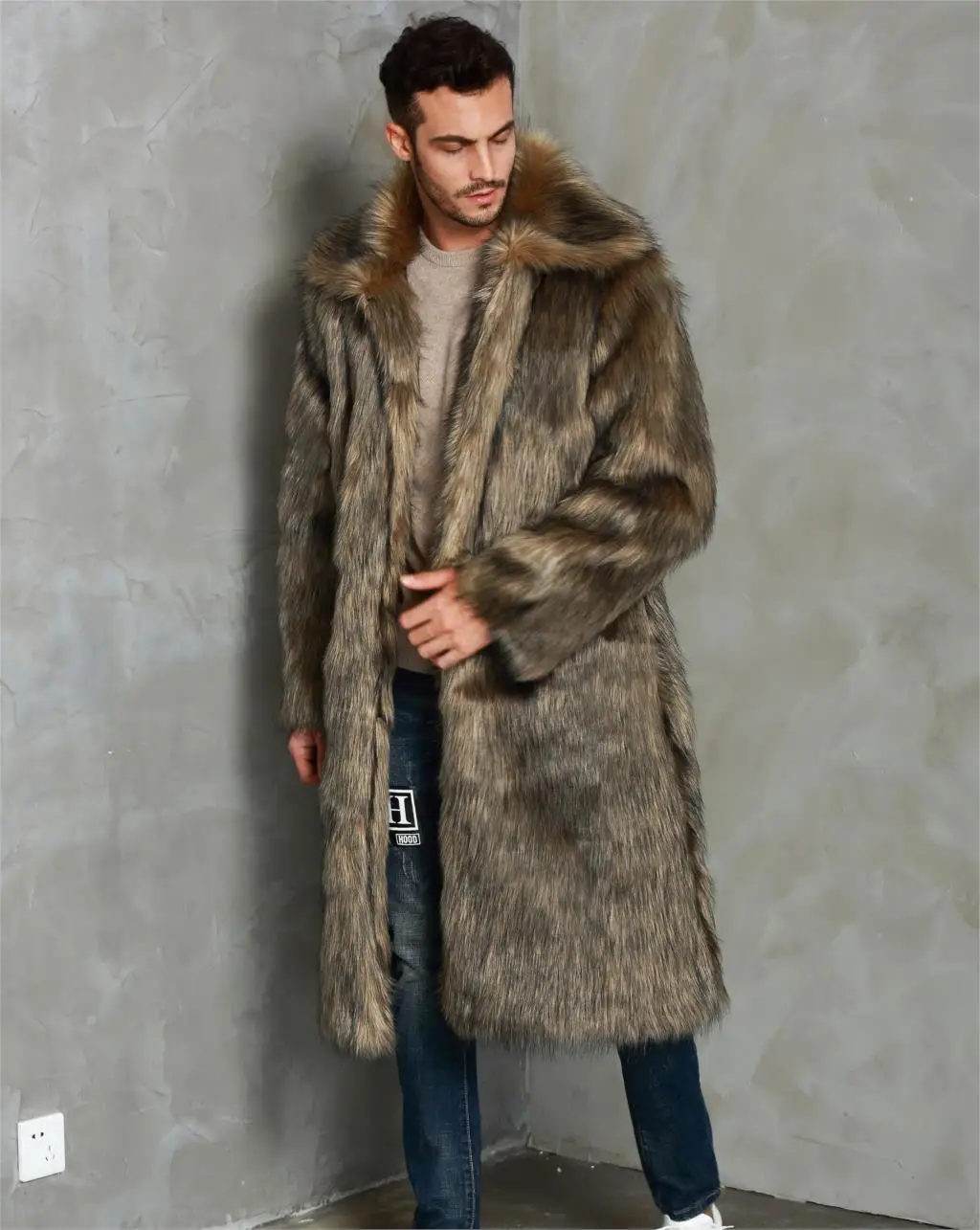 2019 зимнее длинное Мужское пальто с мехом мужская деловая Повседневная куртка