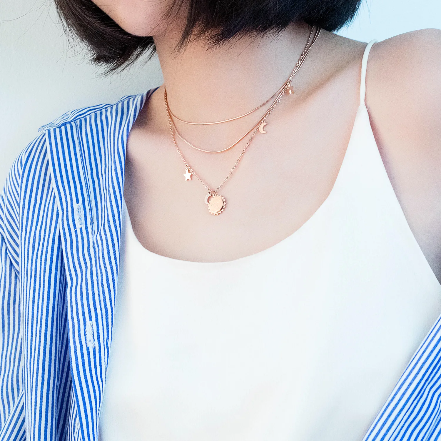 Hemiston круглый срез многослойное ожерелье звезда луна костюм с изображением Луны и