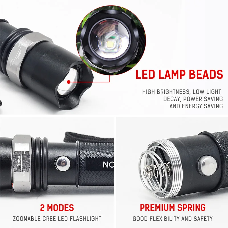 Тактический зум фонарик водонепроницаемый светодиодный 5 Вт 5000lm AAA аккумулятор