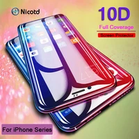10d for iphone 8 7 plus x xr xs max tempered glass film for iphone 11 pro max full cover screen protective film 12 pro max mini