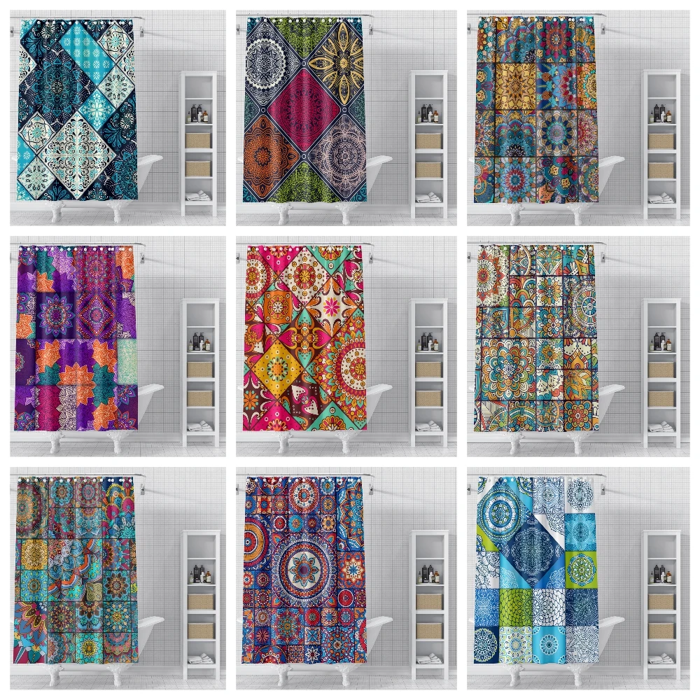 

Mandala Shower curtains Geometry Curtains Polyester Printed curtain for Bathroom Waterproof Bath Curtains