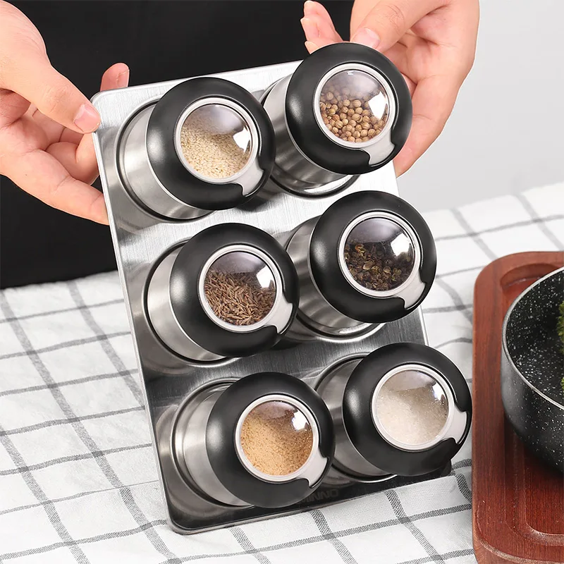 AMINNO дозатор пряностей из нержавеющей стали Набор банок для приправ 6 шт. шейкеры