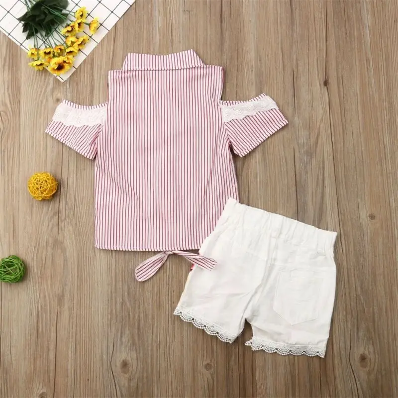 Одежда для маленьких девочек коллекция 2019 года розовые Топы в полоску с розами и