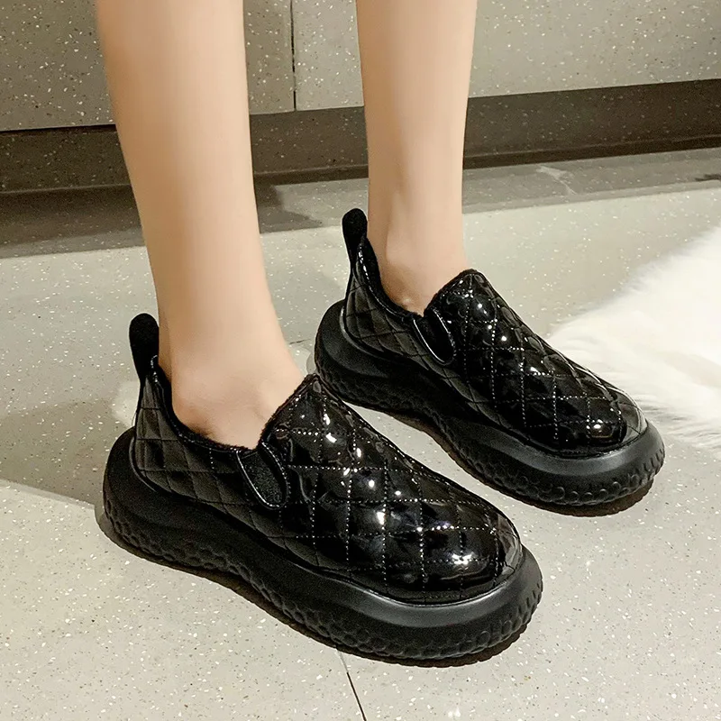 

Туфли женские на платформе, повседневные кроссовки, круглый носок, без застежки, криперы, Мокасины, обувь для осени