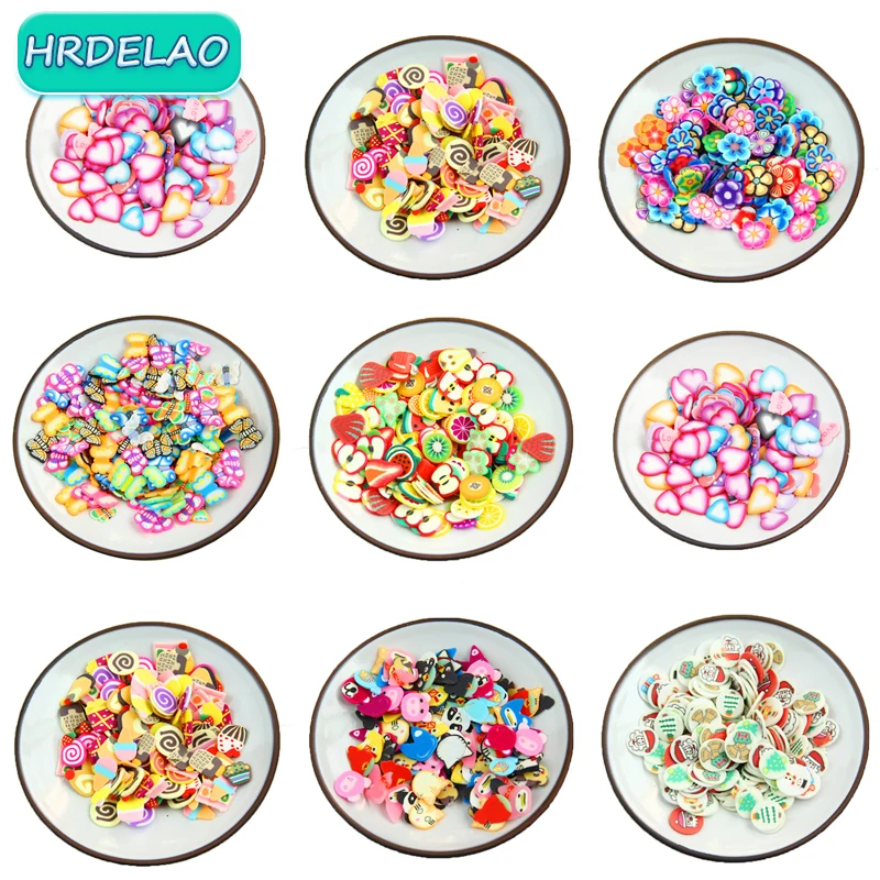 

100Pcs 10mm0.8mm DIY Slime Accessories Soft Clay Thick Fruits Cartoons Slices Slimes Charms Kits Polymer Clear Accessories Gifts