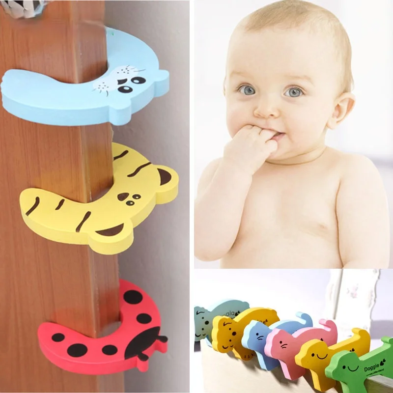 Tarjeta de seguridad para beb&eacute;, protecci&oacute;n de puerta, Animal lindo, cuidado para beb&eacute; reci&eacute;n nacido, bloqueo de protecci&oacute;n de Castillo para ni&ntilde;os, llaveros de nevera-0