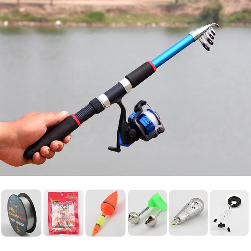 2 1 м телескопическая удочка комбинированный комплект рыболовного колеса