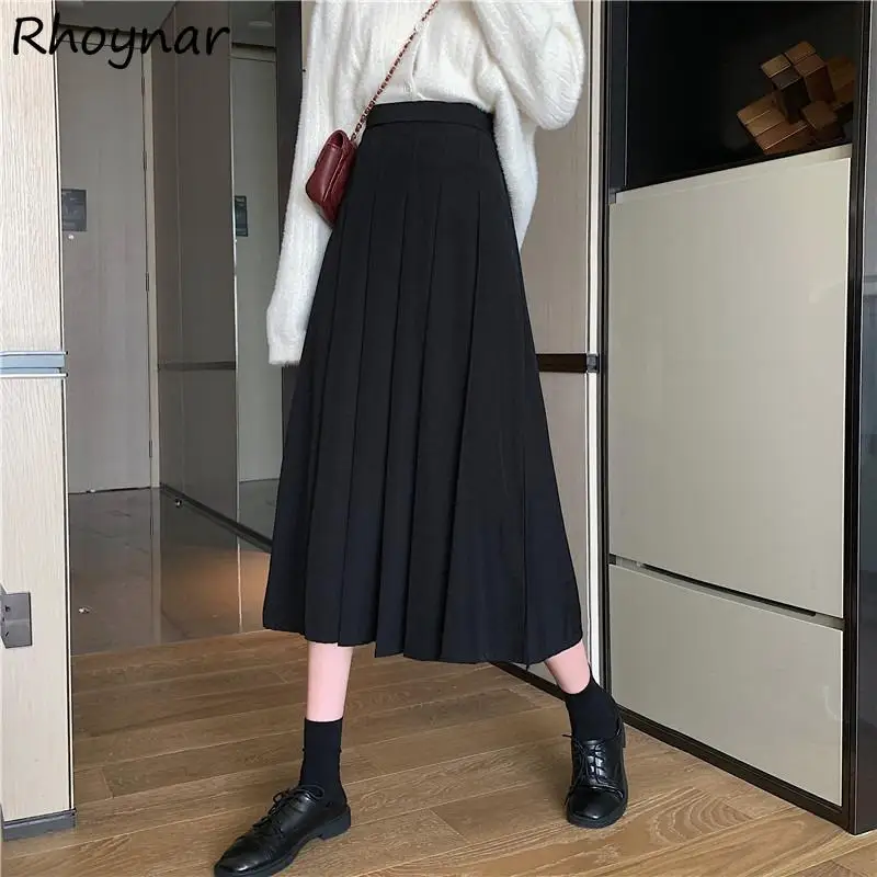 

Skirts Women Folds Basic BF Style Preppy Look Cozy Vintage Tender Prevalent Teenagers Casual All-match Ins Simple Design Female