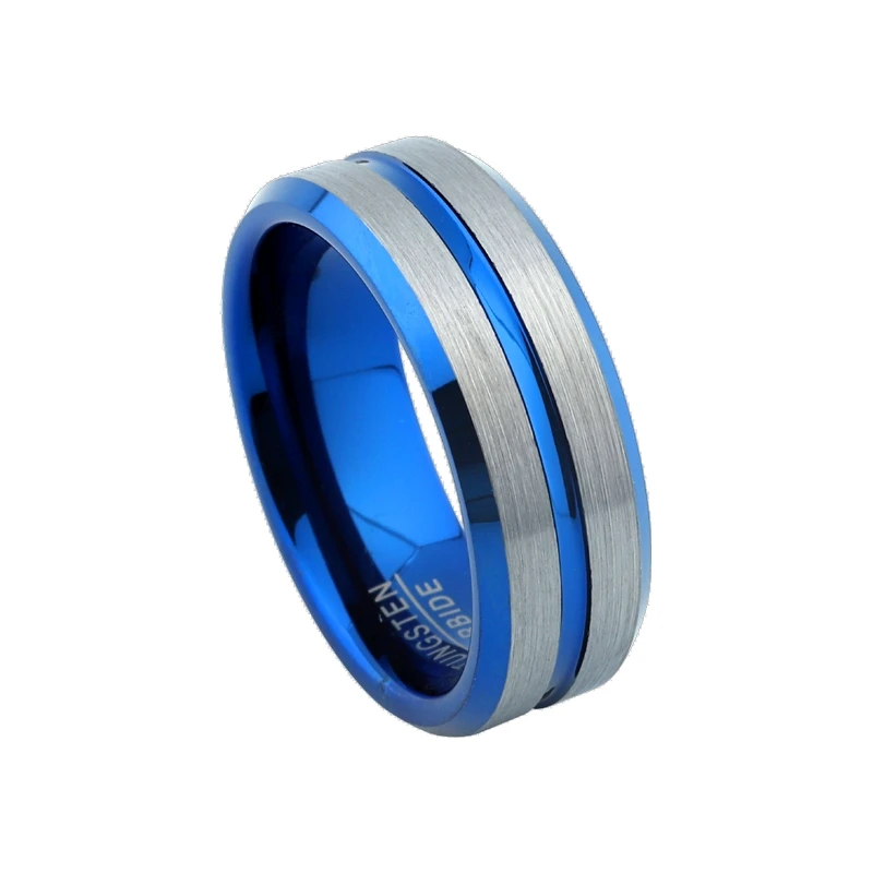 

wholesale classic wedding band blue silver tungsten carbide rings for men