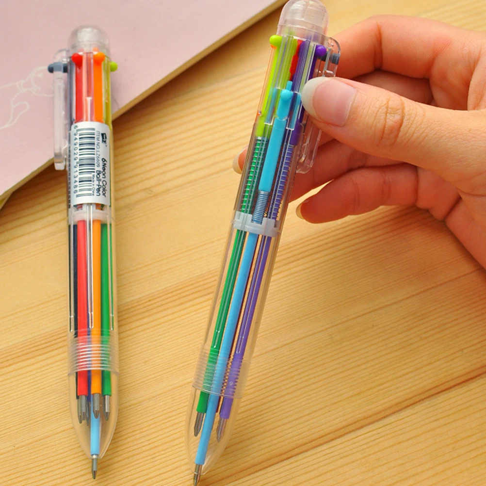 

Six-color Ballpoint Pen Study Pens School Supplies Creative Stationery Multi-Color Office Ballpoint Pen Kids Gift