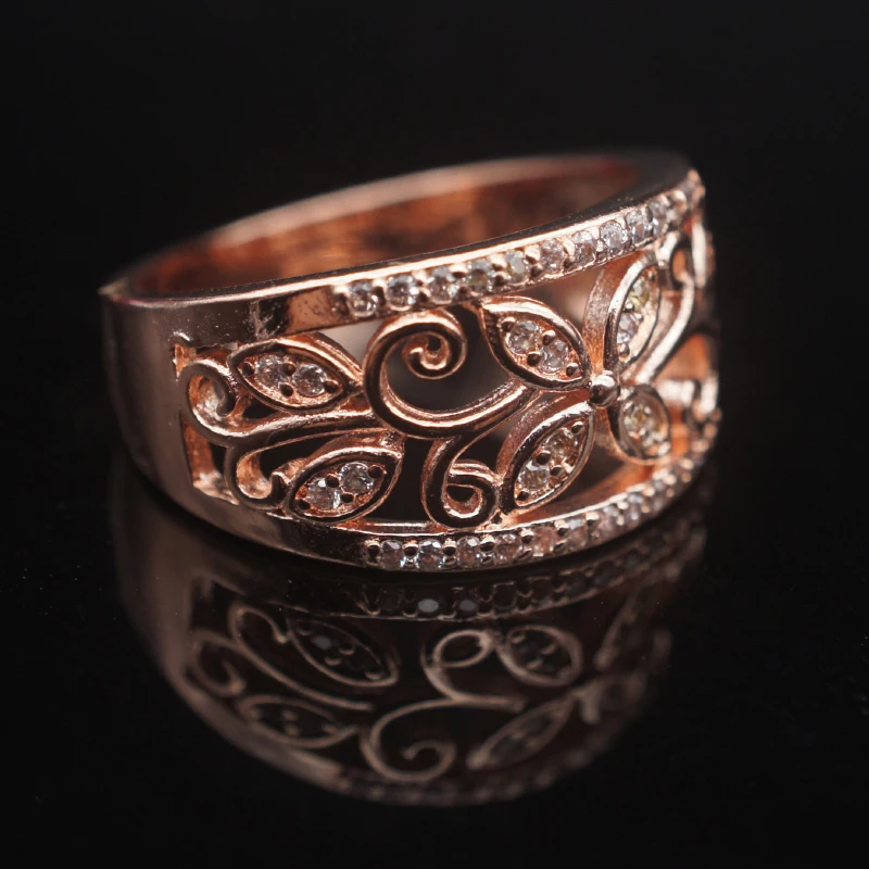 Роскошные кольца из розового золота креативные Полые Цветы S925 модные ювелирные