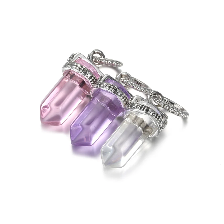 

Pink Purple Clear Amulet Dangle Charm Fit Women Bracelets & Necklaces DIY Jewelry Authentic S925 Sterling Silver Bead Girl Gift