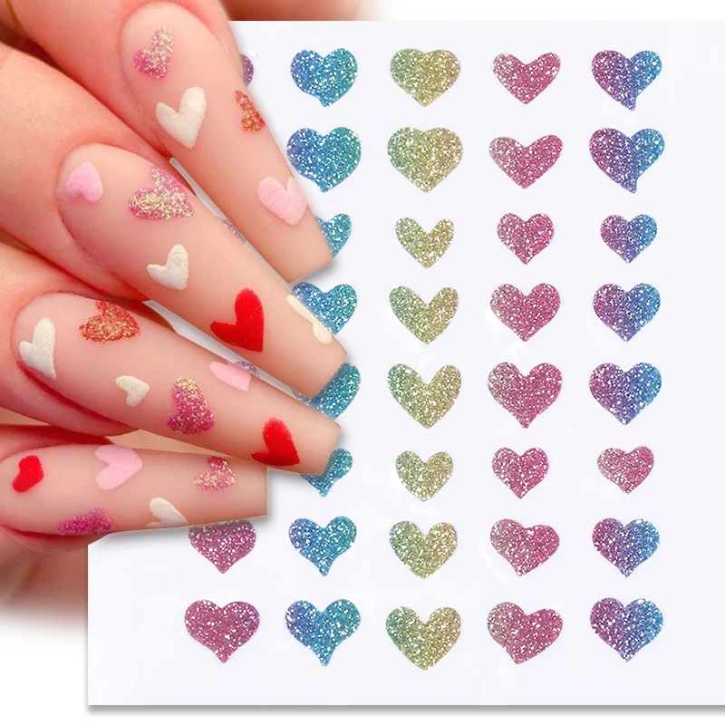 

Heart Valentine Star 3D Stickers for Nails Self Adhesive Decals Love Design Manicures Foil Nail Art Decorations Transfer Slider