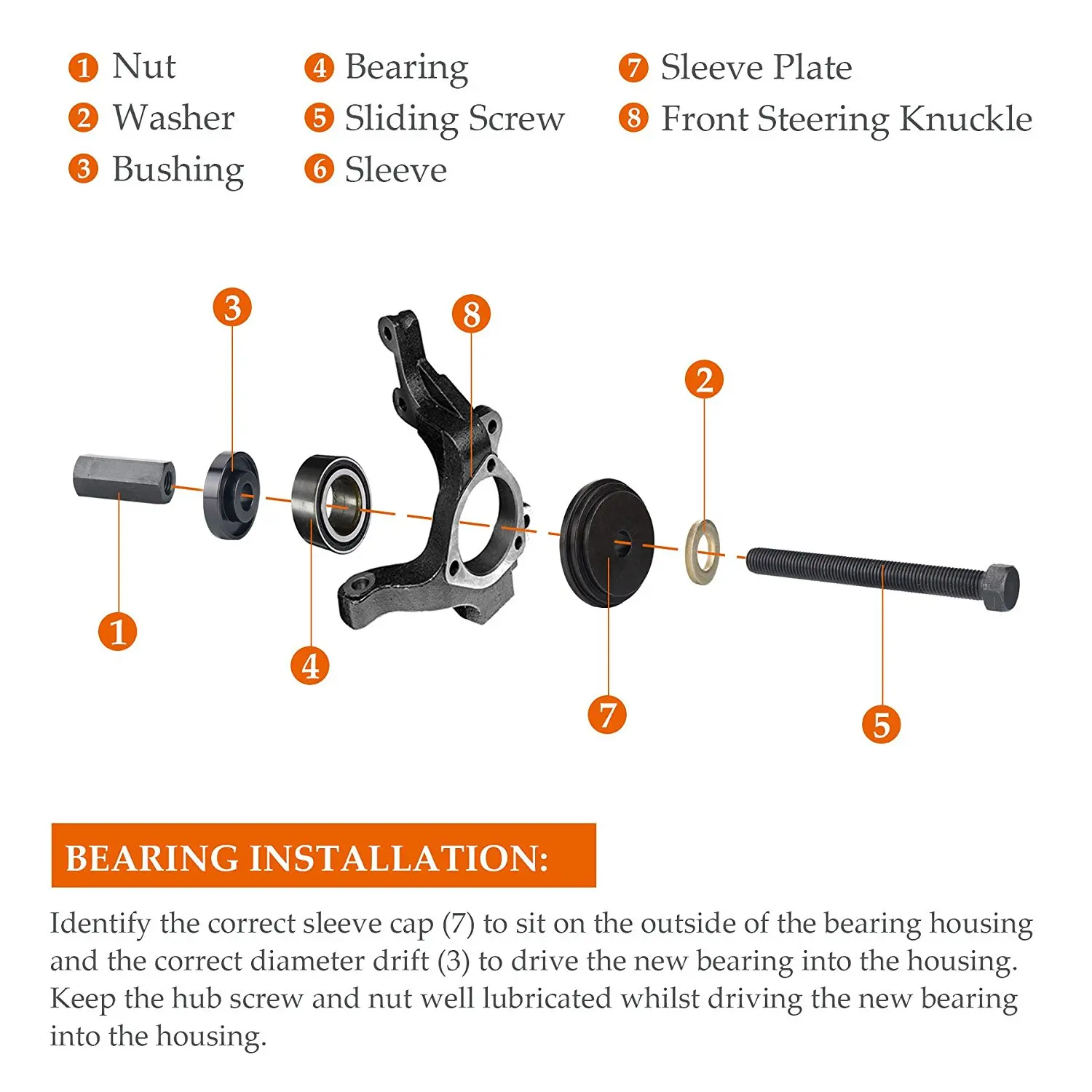 Автомобильные подшипники передних колес Установка удаление инструмент ремонт