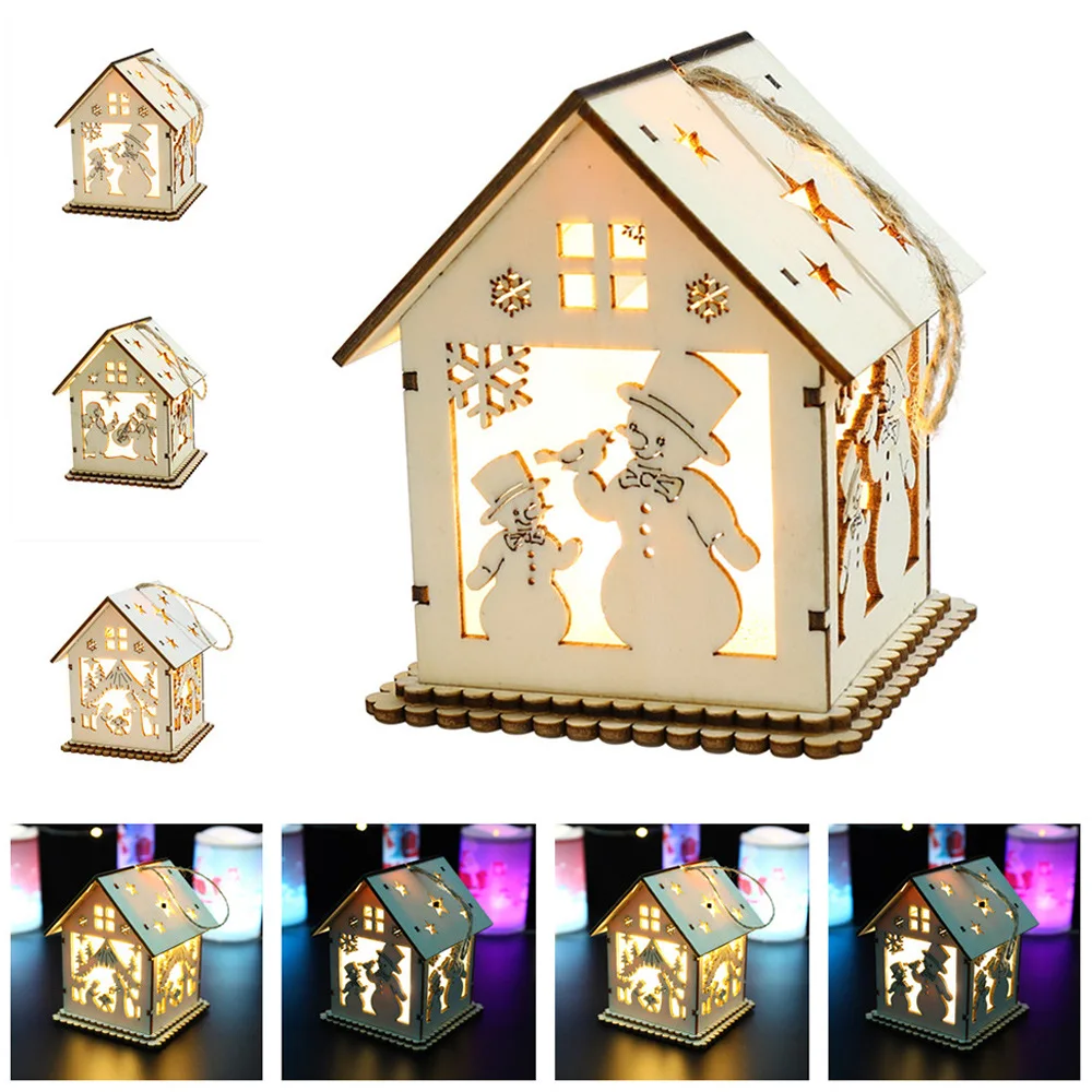 1 шт. Санта Клаус полноцветная светящаяся небольшой коттеджный домик