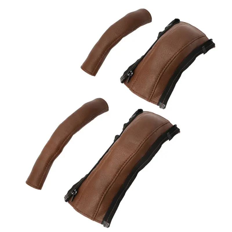 Brown 4 шт./компл. Универсальная коляска Аксессуары для колясок кожаных чехлов и ручкой, покрытой качественным чехлом подлокотник для детской коляски Pu Защитный чехол для Yoyaplus - Цвет: Brown