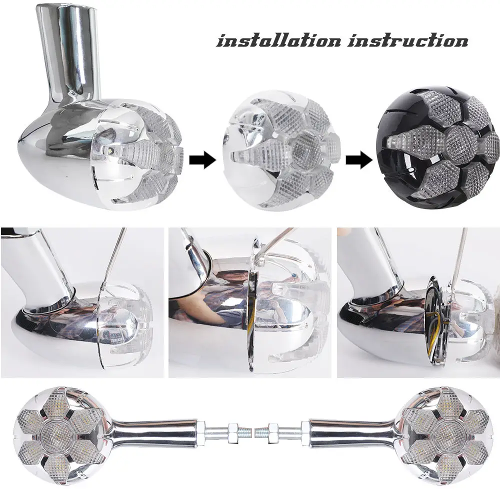 

1/4" LED 1157 Front Running Lights Turn Signal Kit Amber White for Harley Road King Softail Ultra Classic Ultra Limited