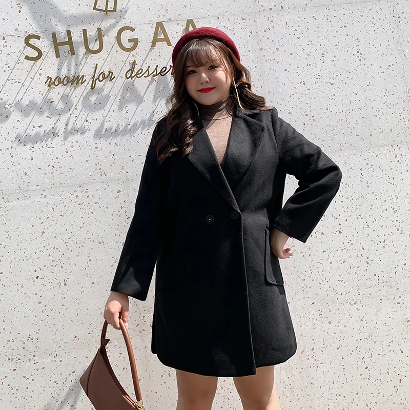 Женский шерстяной Тренч длинное пальто большого размера 5XL 6XL на осень/зиму