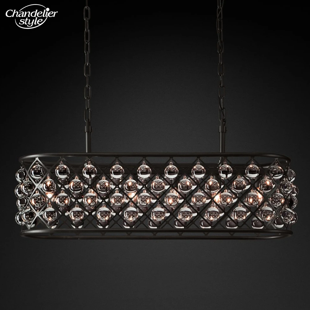 

Spencer Rectangular Chandelier Lighting Vintage Crystal Chandelier Style Pendant Hanging Light Fixtures Restaurant Lighting
