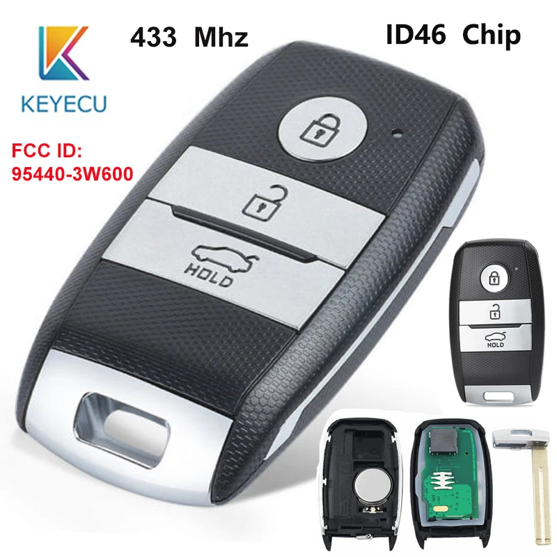 Запасная деталь KEYECU 3 кнопки 433 МГц чип ID46 для Kia K5 Sportsge 2014 FCC ID :95440 3W600|Ключ от авто| |