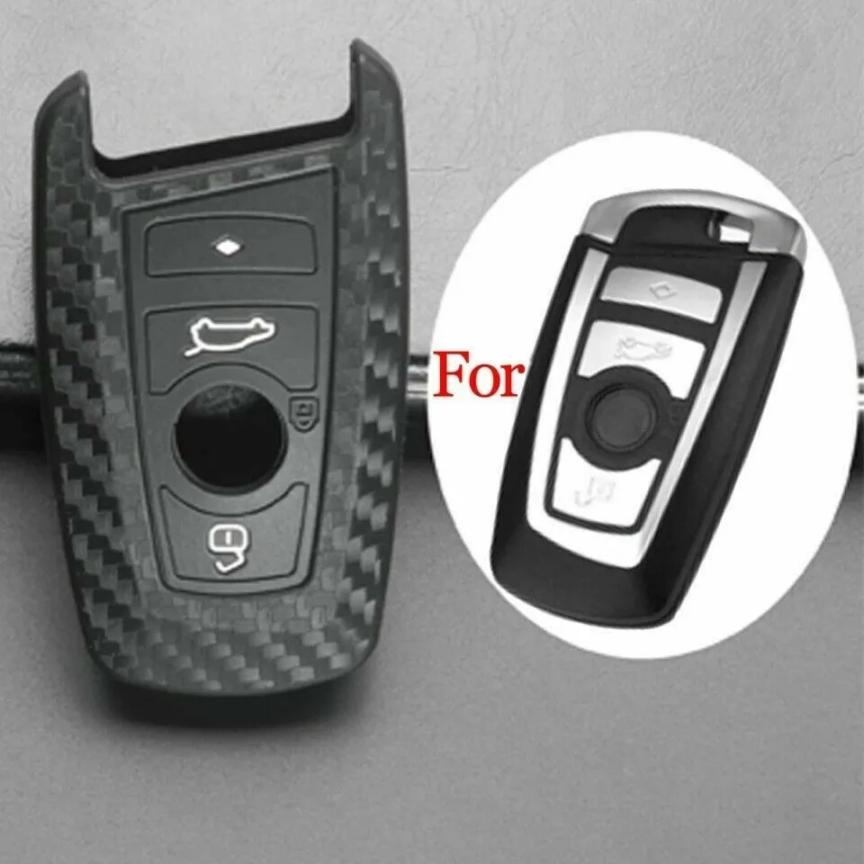 

Silicone Carbon Fiber Silicone Car Key Cover Protector Case For BMW 1 2 3 4 5 6 Z4 X3 X5 X6 Keychain