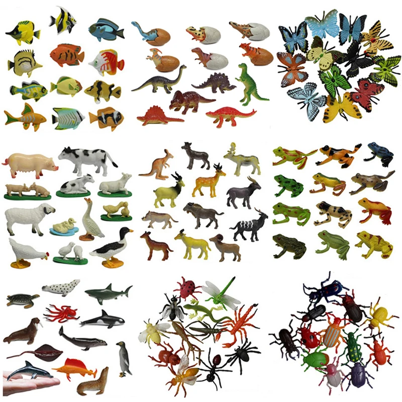 

12pcs/set Animal World Model Zoo Wild Animal Fish Insect Butterfly PVC Action Figure Miniature Figurines Kids Educational Toys